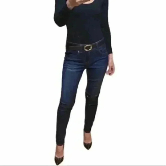 One 5 One Skinny Jeans Mid Rise Dark Blue Denim Size 4 - Picture 4 of 16